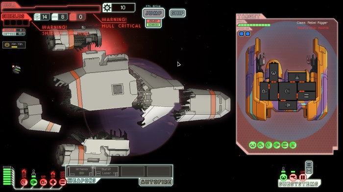 The player's ship cracks apart after a hard-fought battle.