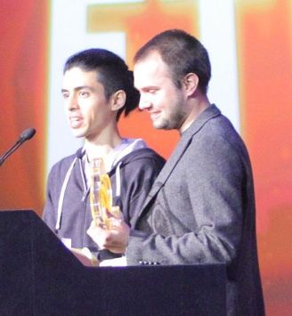 Justin Ma (left) and Matt Davis at the 2013 Independent Games Festival.