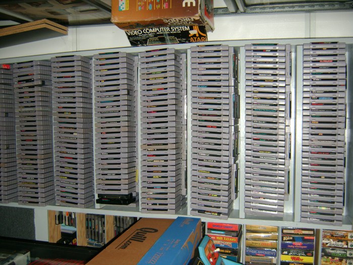 Unboxed Super Nintendo games. SNES games sell for a mint; even denuded cartridges fetch a high price among collectors.