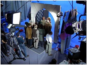 A production still from GK2. The still comes from the opening of GK2, when a pack of villagers trundle up to Gabriel's castle and ask the Schattenjager for help. (Photo credit: Randy Littlejohn, director of photography, GK2.)