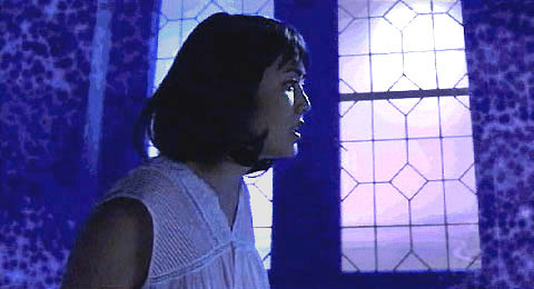 "This is Grace jolted awake from a strange dream. The windows and moon in back of her are of course only an "artistically enhanced" photo. The lighting challenge was to get across the idea that it's night and that the full moon is back-lighting Grace - without exceeding the latitude of Beta SP. Often used Chimera lightbanks provide front illumination, while a small Fresnel stands in for the moon." - Randy Littlejohn (Image used with permission).