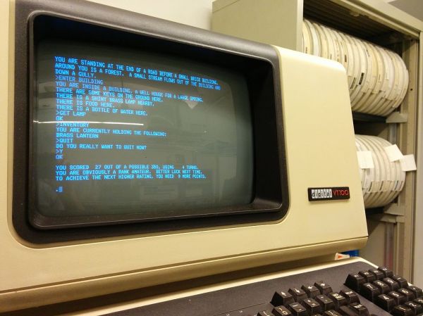 Colossal Cave Adventure, running on a PDP mainframe.